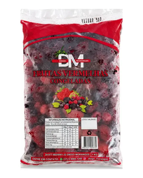 Frutas vermelhas congeladas - Diego Morangos